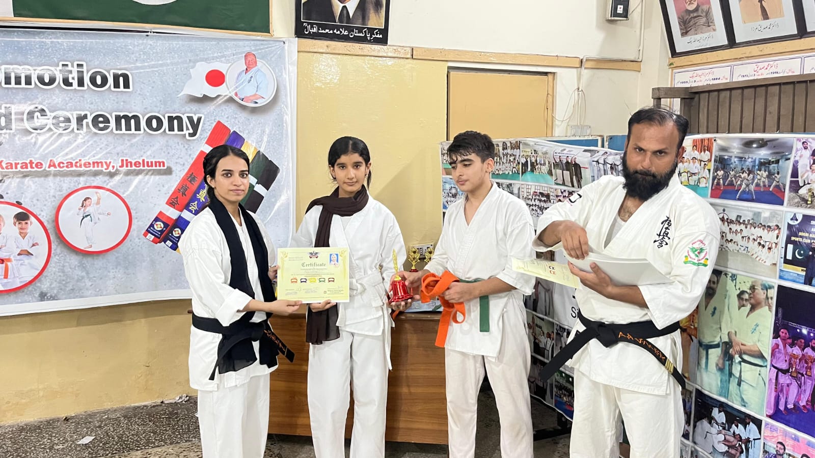 Student receiving belt